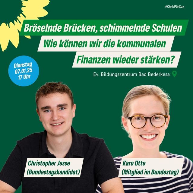 Bröselnde Brücken, schimmelnde Schulen - Wie können wir die kommunalen Finanzen wieder stärken? Mit Christopher Jesse und Karo Otte